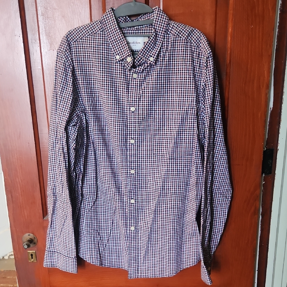 Goodfellow & Co Men's Plaid Button Down Shirt - Black and White